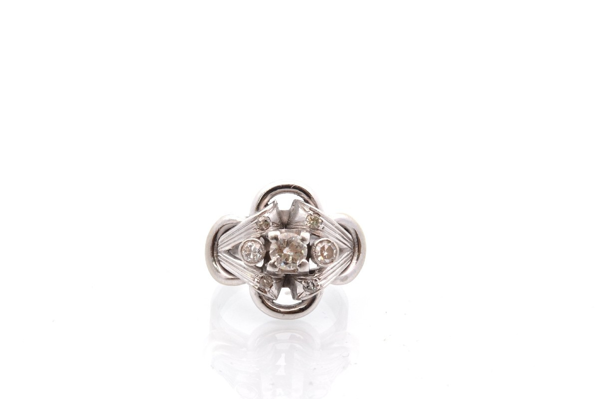 Vintage Diamond Ring In 18k Gold-photo-2