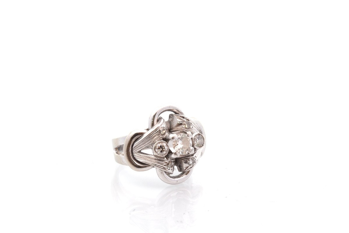 Vintage Diamond Ring In 18k Gold-photo-3