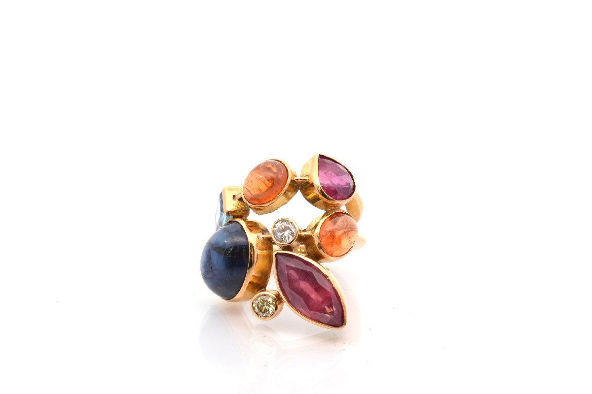 Vintage Gemstone Ring In 18k Gold-photo-2