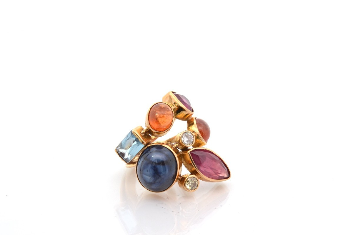 Vintage Gemstone Ring In 18k Gold-photo-3