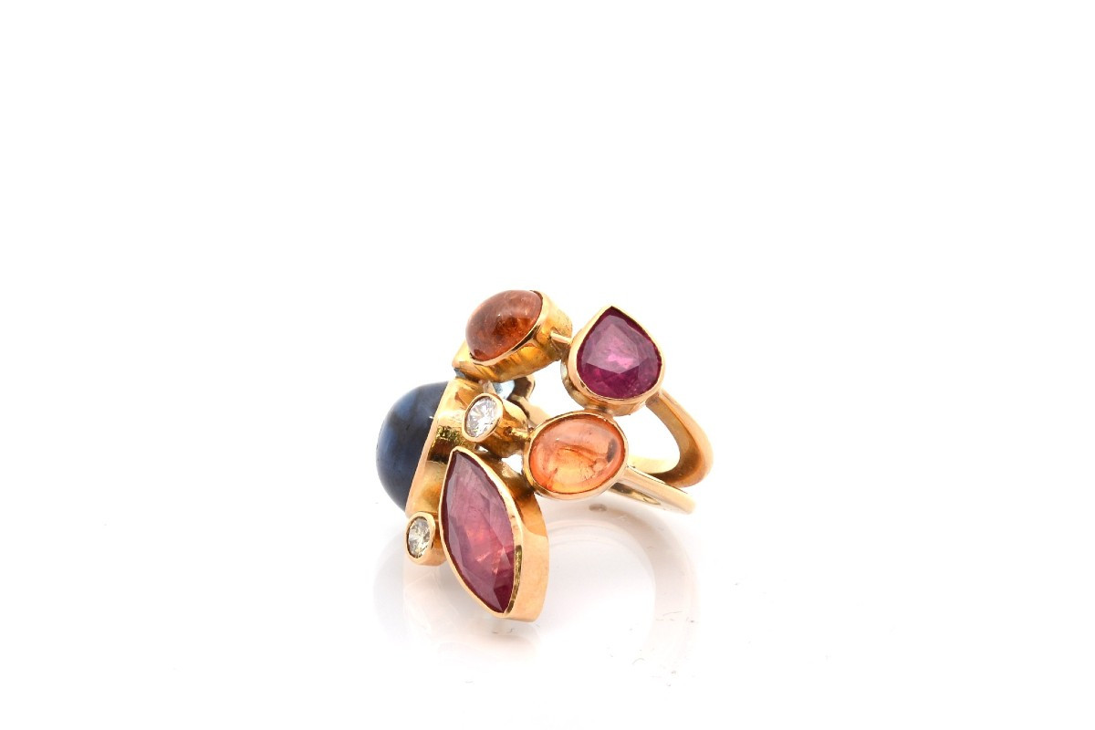 Vintage Gemstone Ring In 18k Gold-photo-4