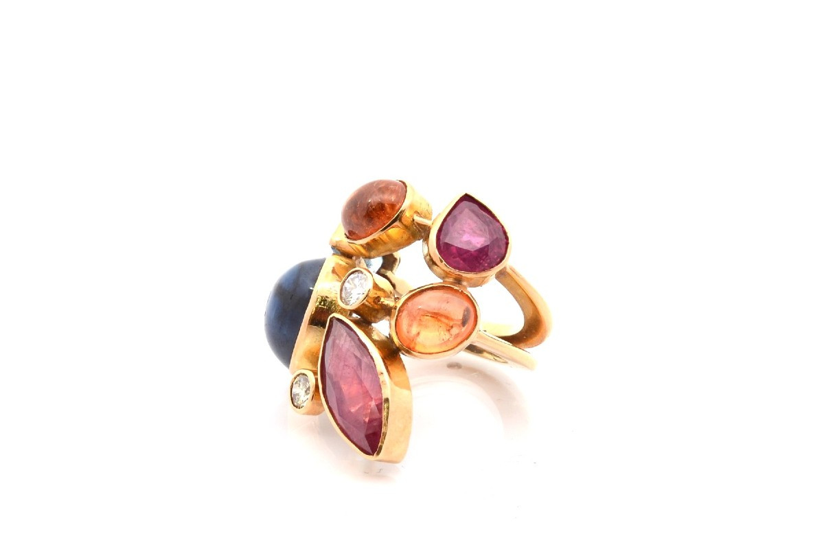 Vintage Gemstone Ring In 18k Gold