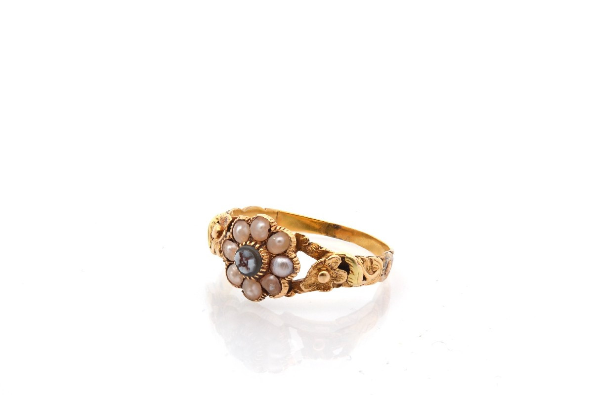 Antique Pearl And Agate Ring-photo-4