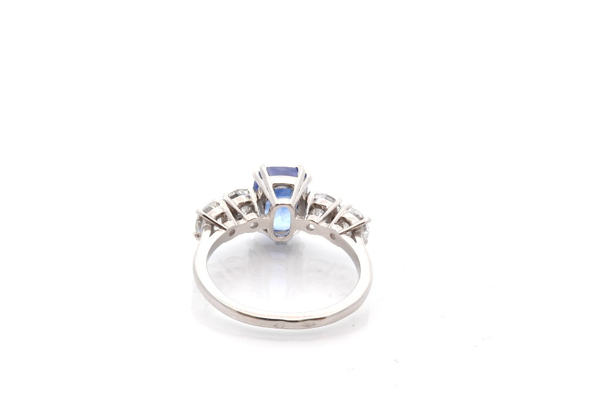 3.04cts Sapphire And Diamonds Ring In Platinum-photo-1