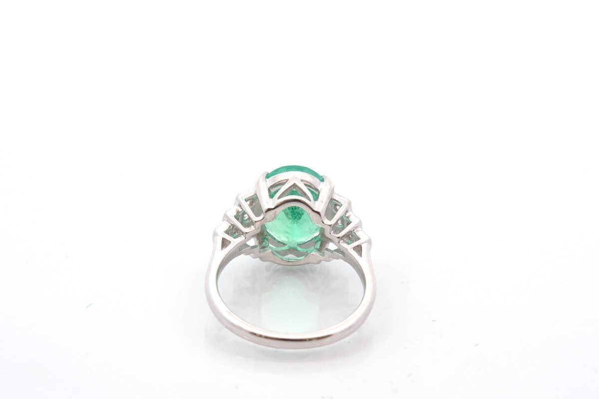 Bague émeraude 3,51cts et diamants en or 18k-photo-1