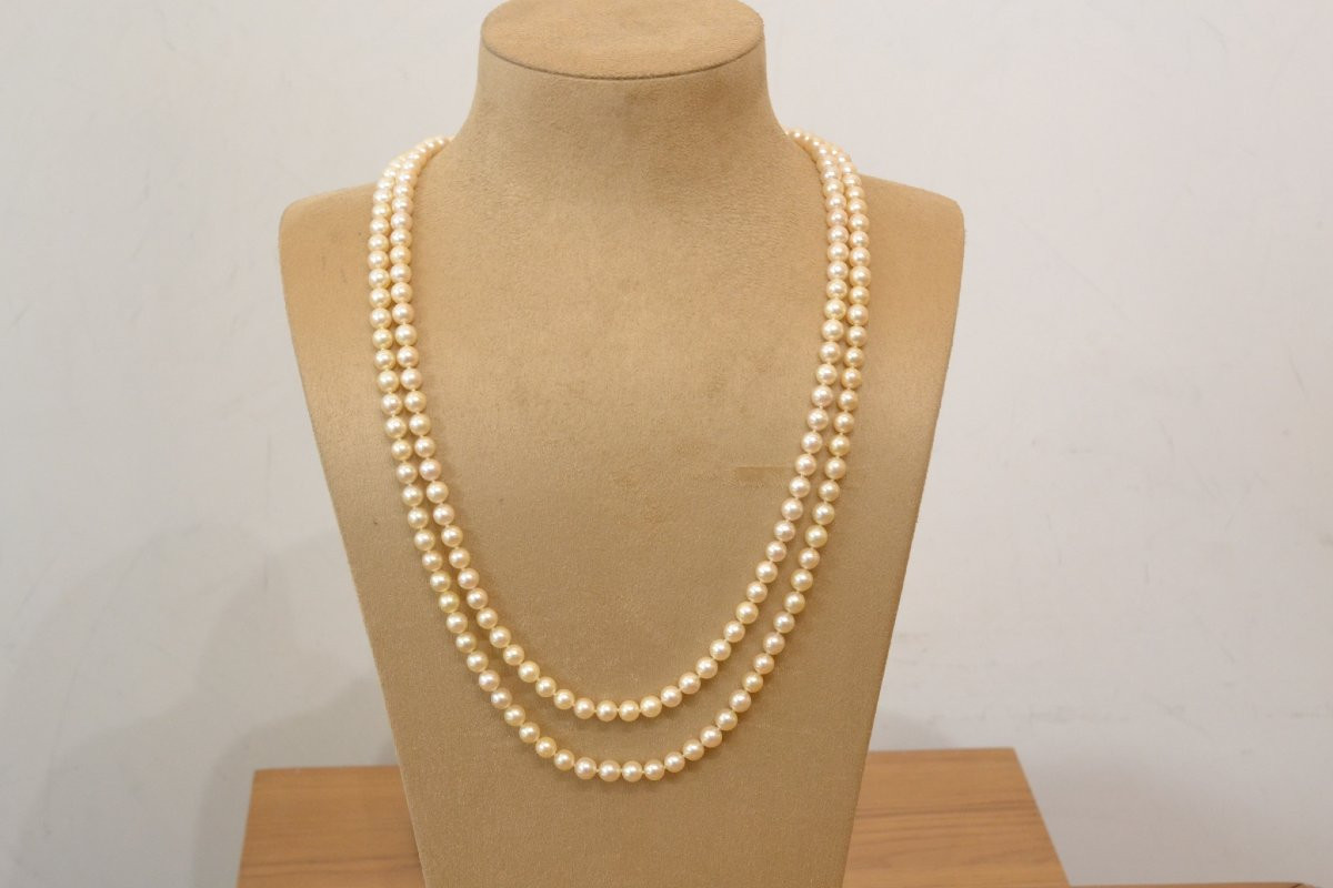 Collier vintage perles de culture et fermoir en or-photo-3
