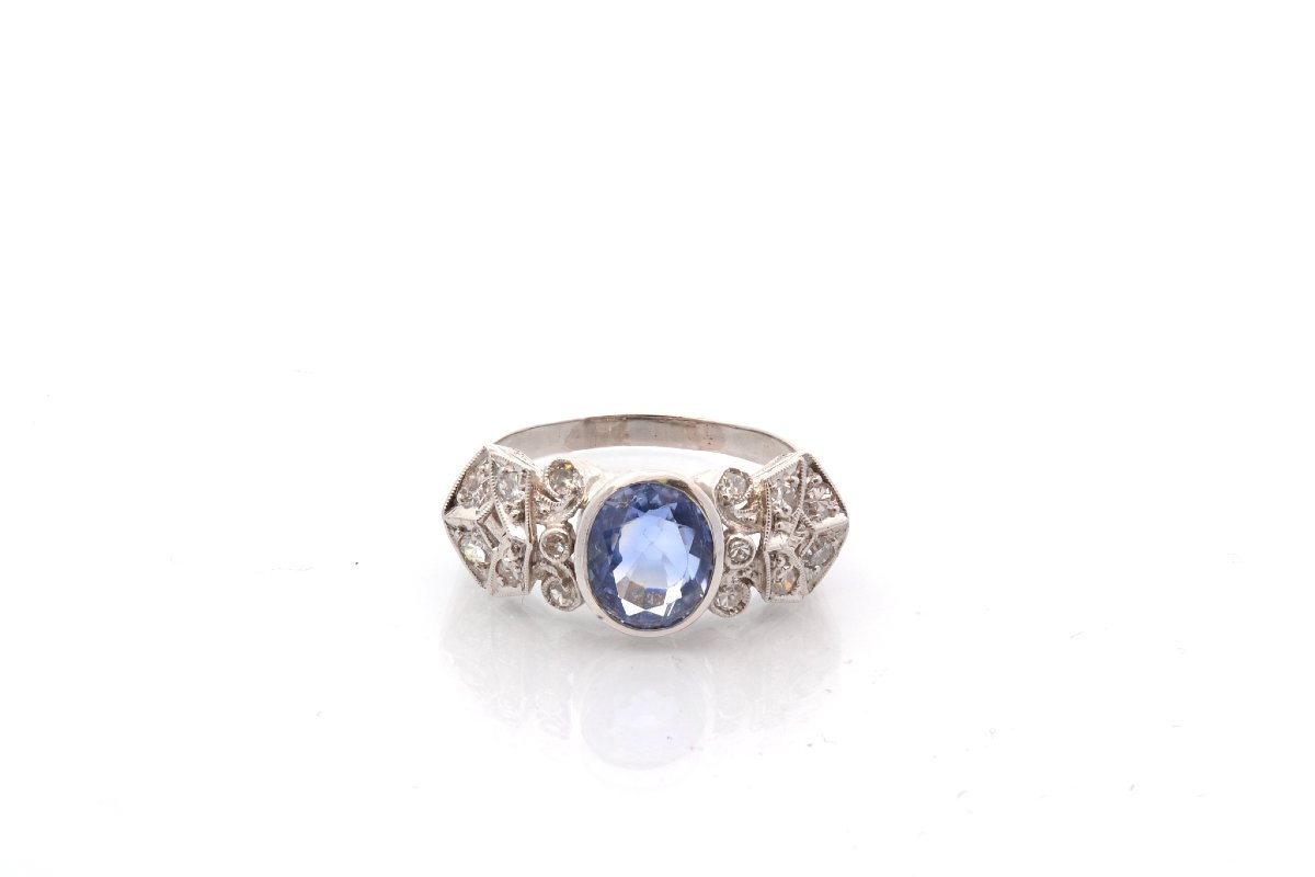Bague vintage saphir de 2,15cts et diamants-photo-2