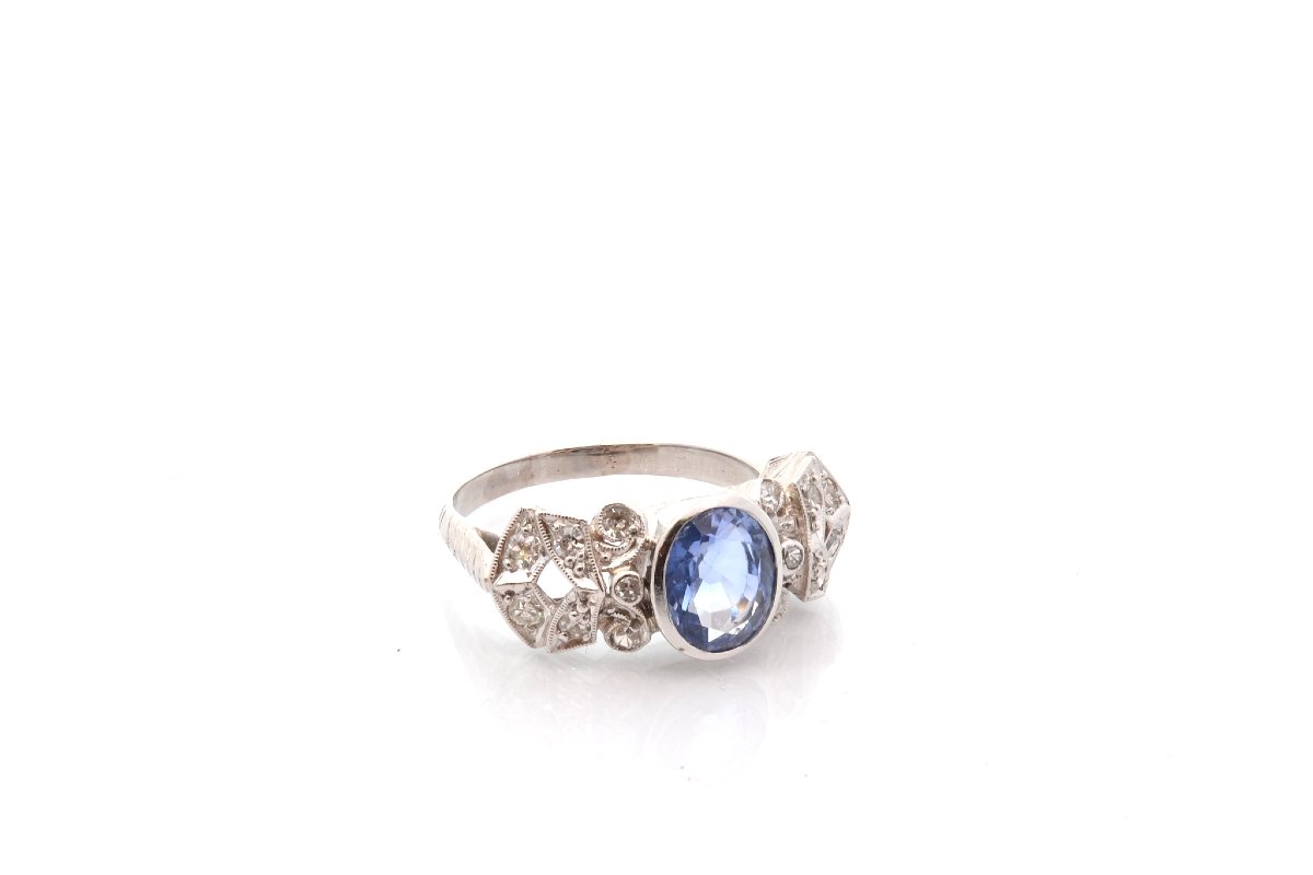 Bague vintage saphir de 2,15cts et diamants-photo-3