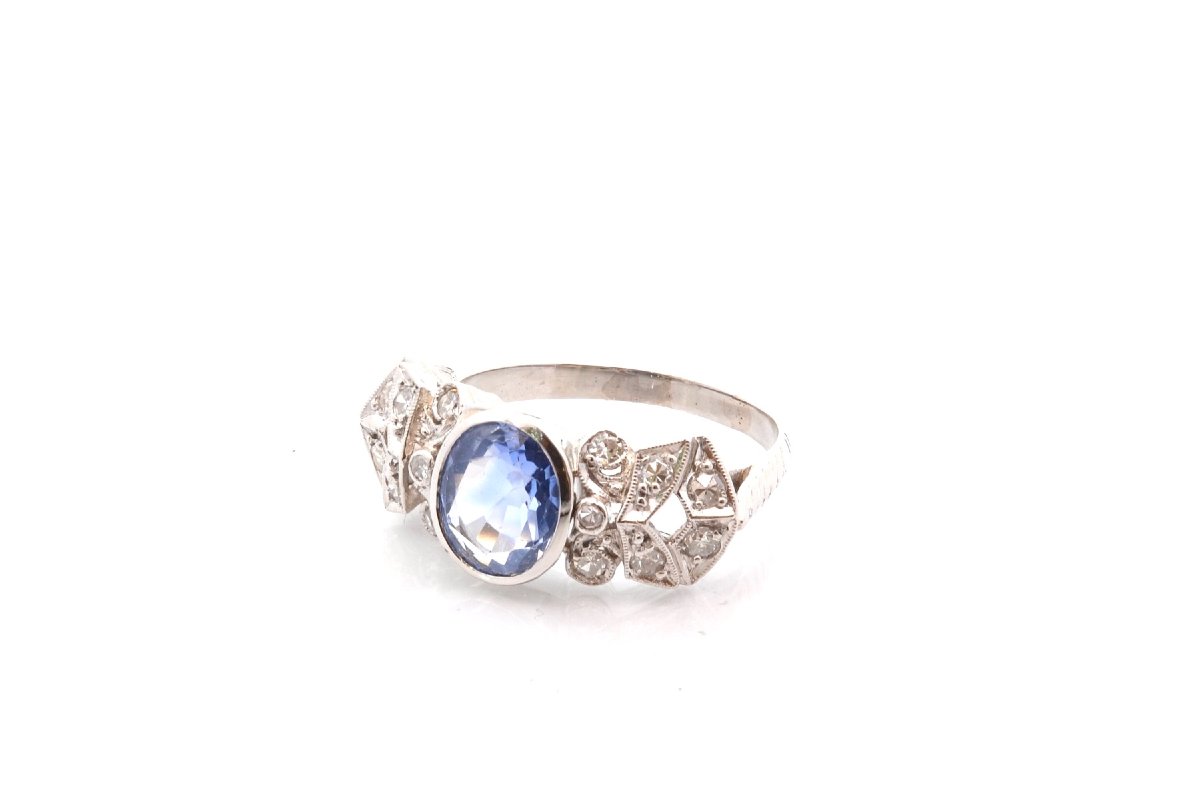 Bague vintage saphir de 2,15cts et diamants-photo-4