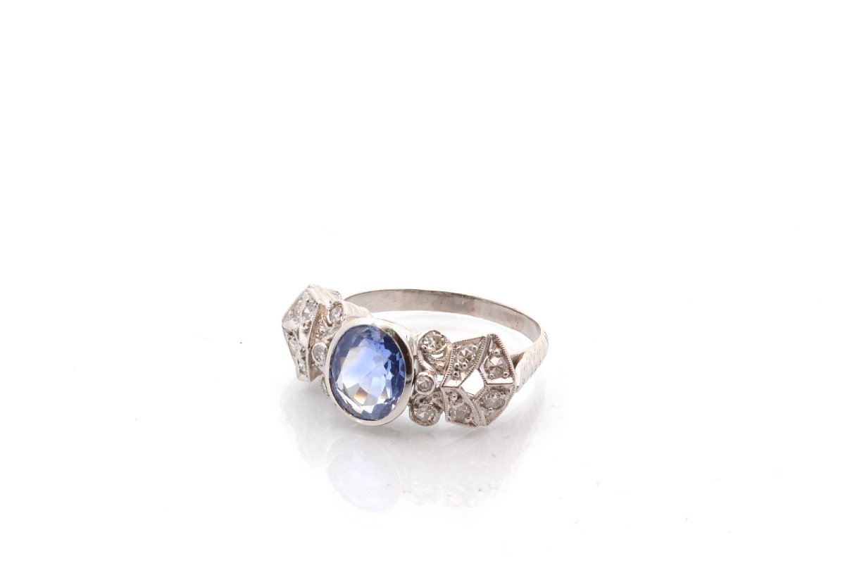 Bague vintage saphir de 2,15cts et diamants