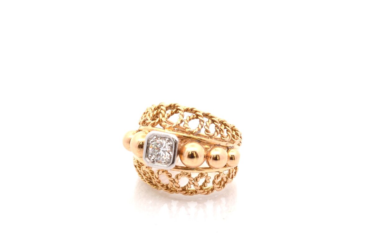 Vintage Diamond Ring In 18k Gold-photo-4