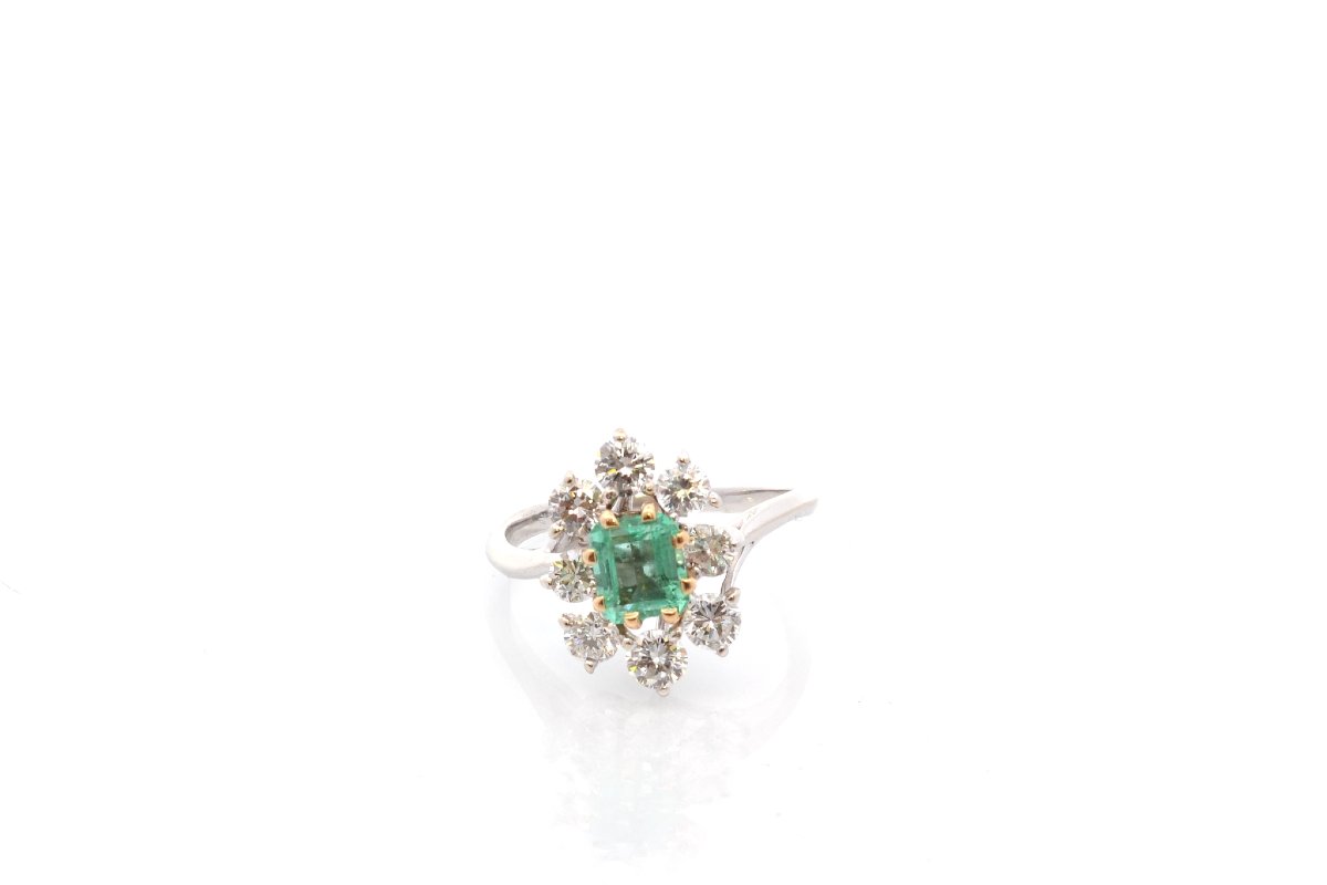 Bague émeraude et diamants en or 18k-photo-2