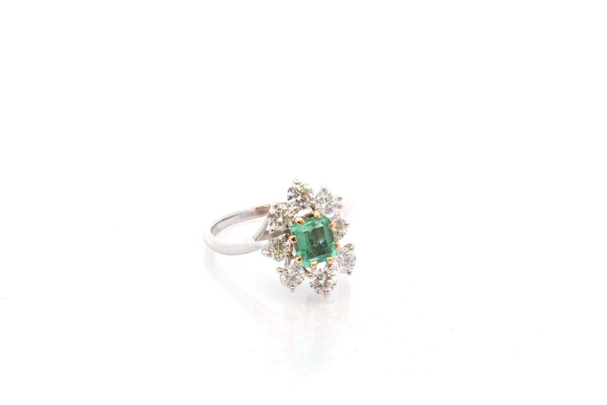 Bague émeraude et diamants en or 18k-photo-3