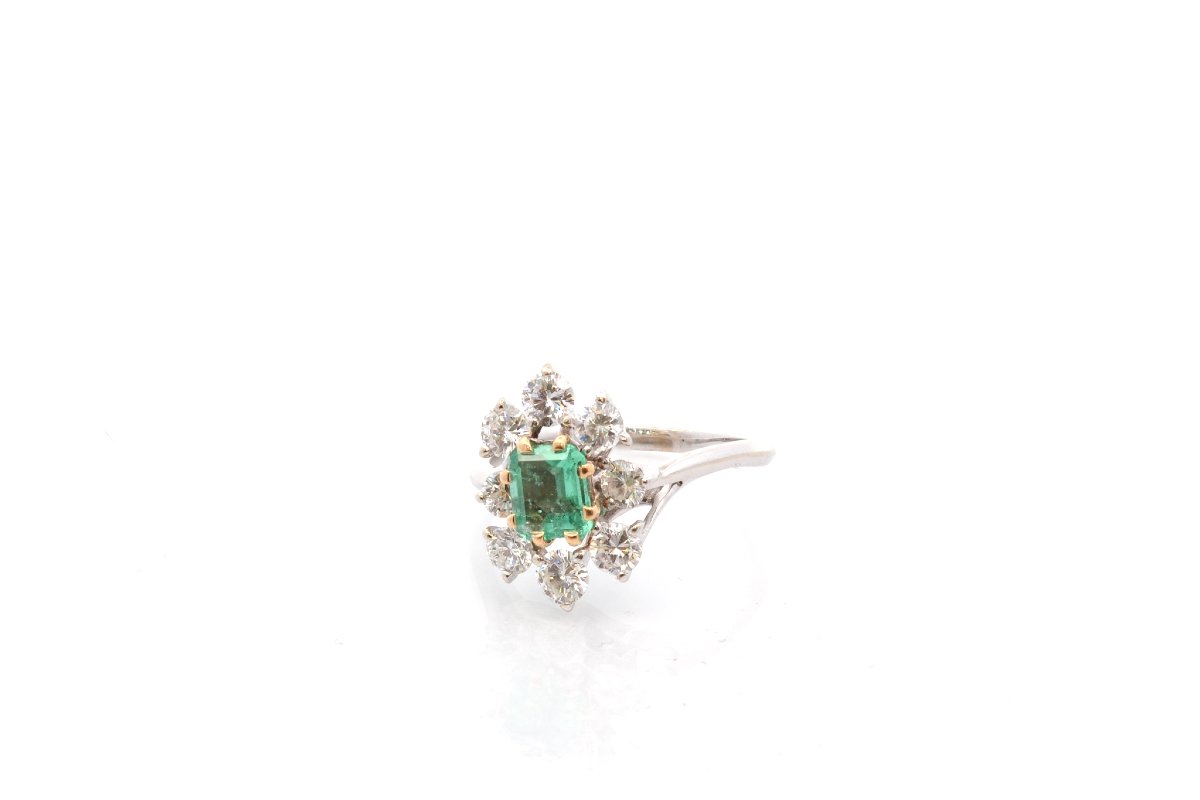 Bague émeraude et diamants en or 18k-photo-4