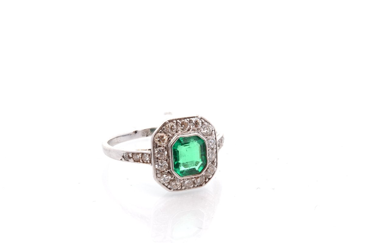 Emerald And Diamond Art Deco Ring-photo-3