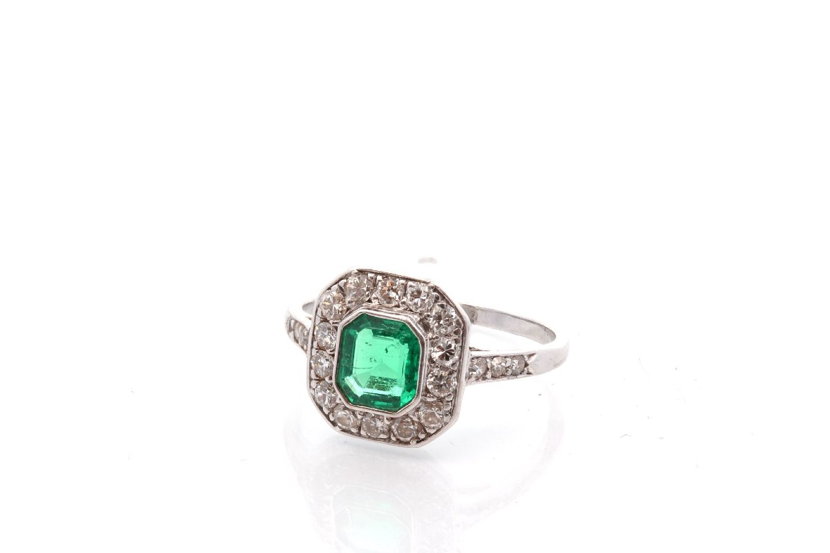 Emerald And Diamond Art Deco Ring-photo-4
