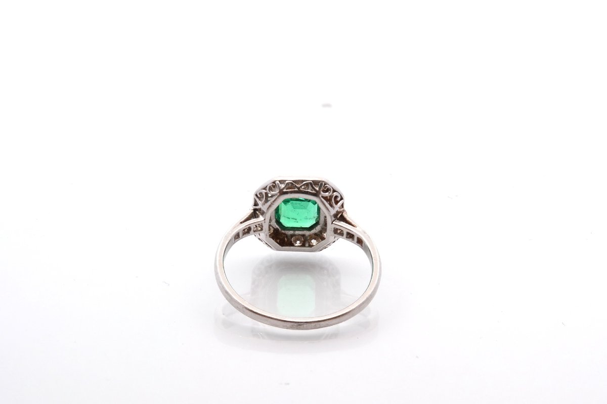 Emerald And Diamond Art Deco Ring-photo-1