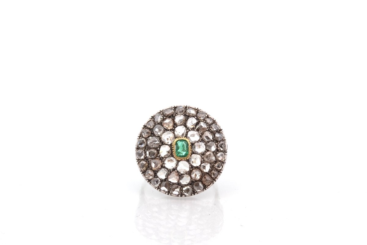 Antique Emerald And Diamond Rose Ring-photo-2