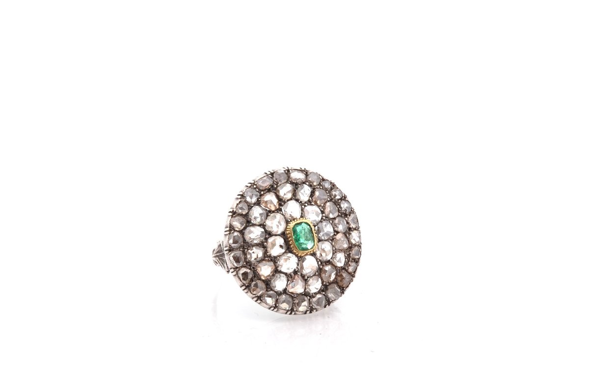 Antique Emerald And Diamond Rose Ring-photo-3