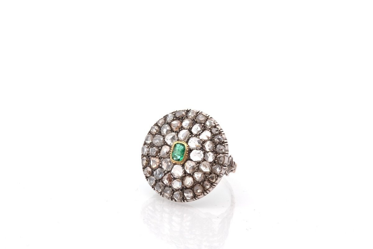 Antique Emerald And Diamond Rose Ring-photo-4