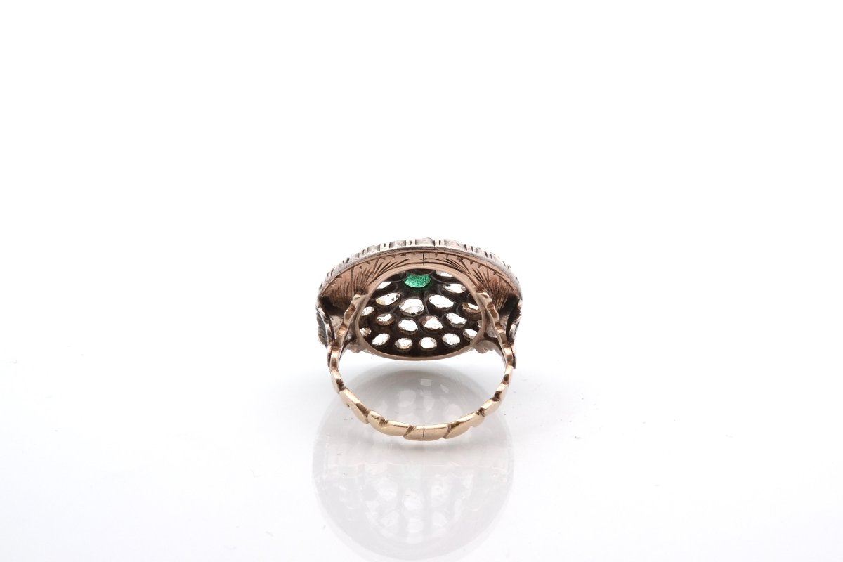 Antique Emerald And Diamond Rose Ring-photo-1