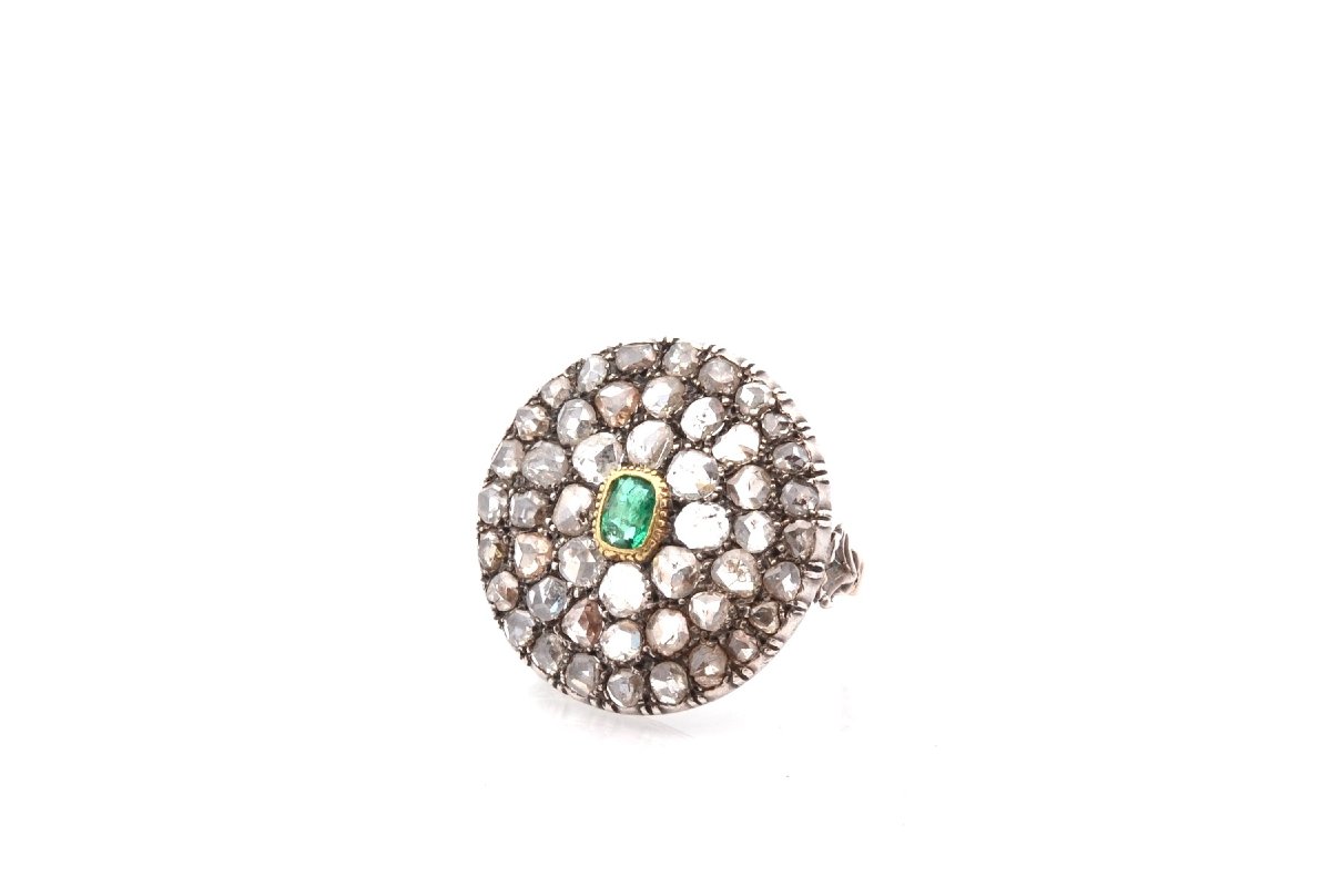 Antique Emerald And Diamond Rose Ring
