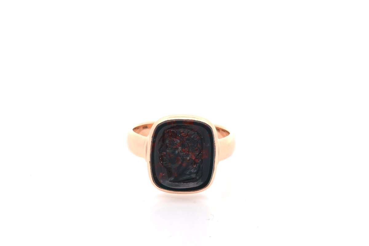 Antique Intaglio Ring Blood Jasper-photo-2