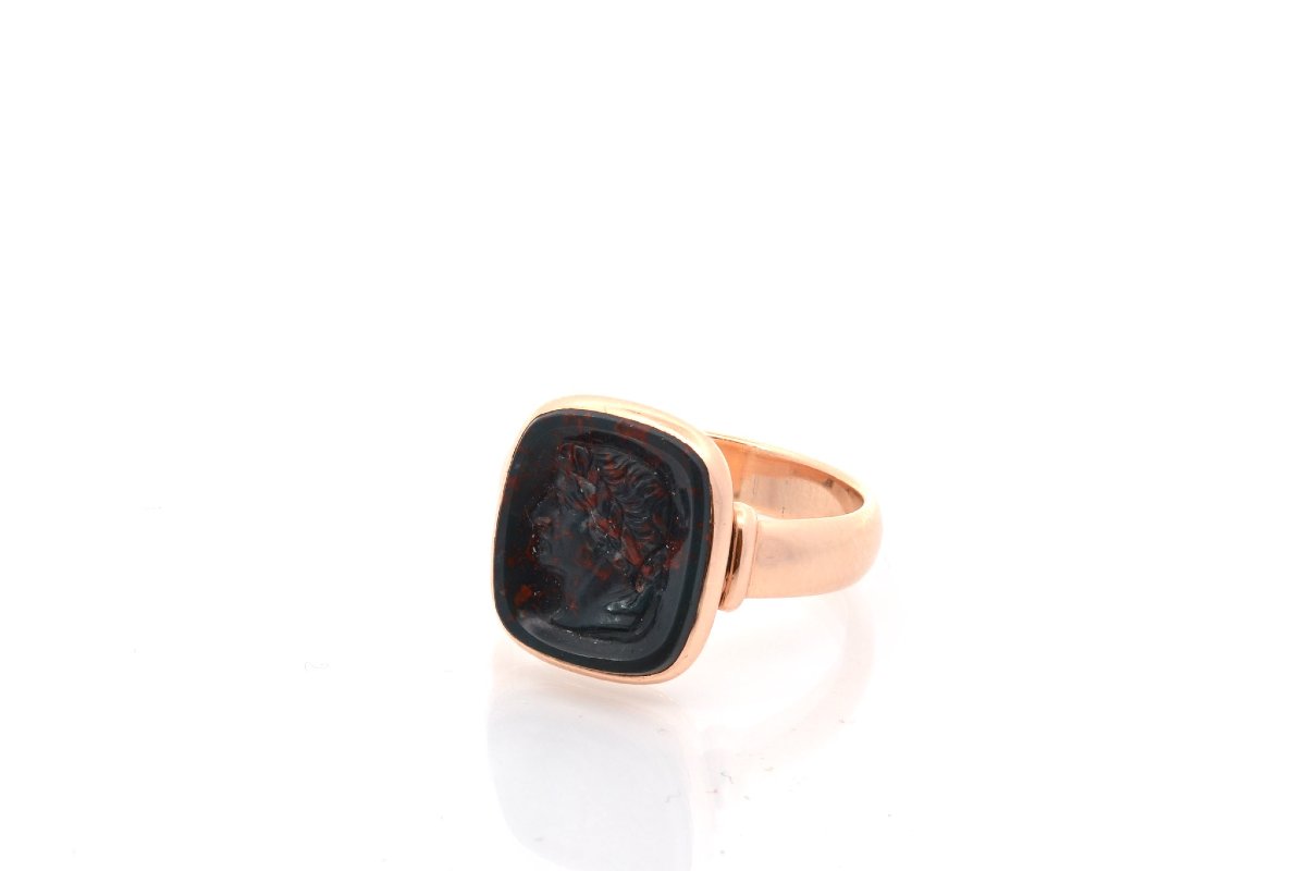 Antique Intaglio Ring Blood Jasper-photo-4