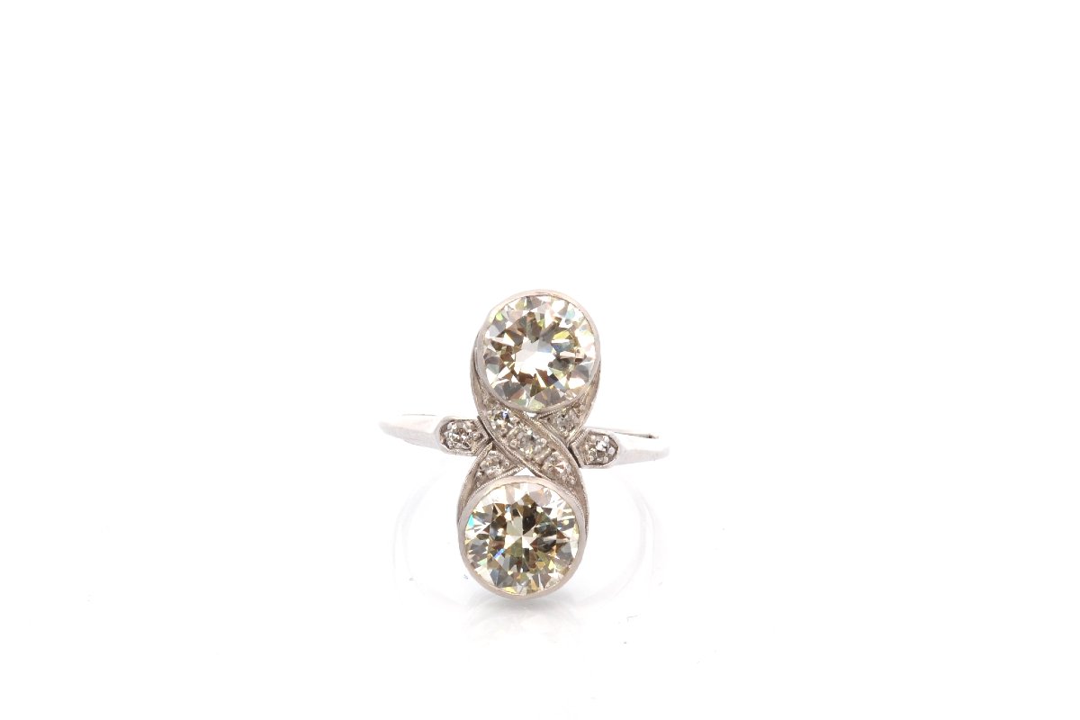Bague art déco diamants 2,04cts et 1,93cts-photo-2