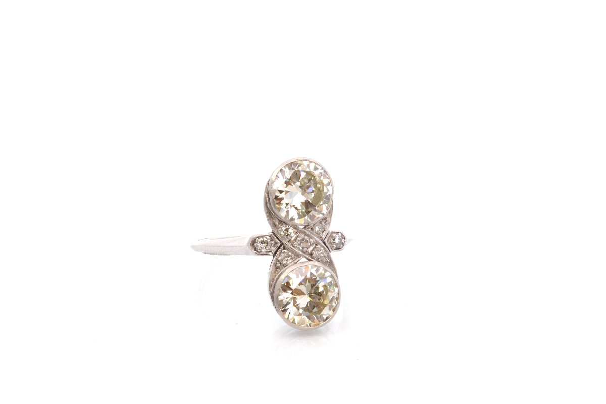 Bague art déco diamants 2,04cts et 1,93cts-photo-3