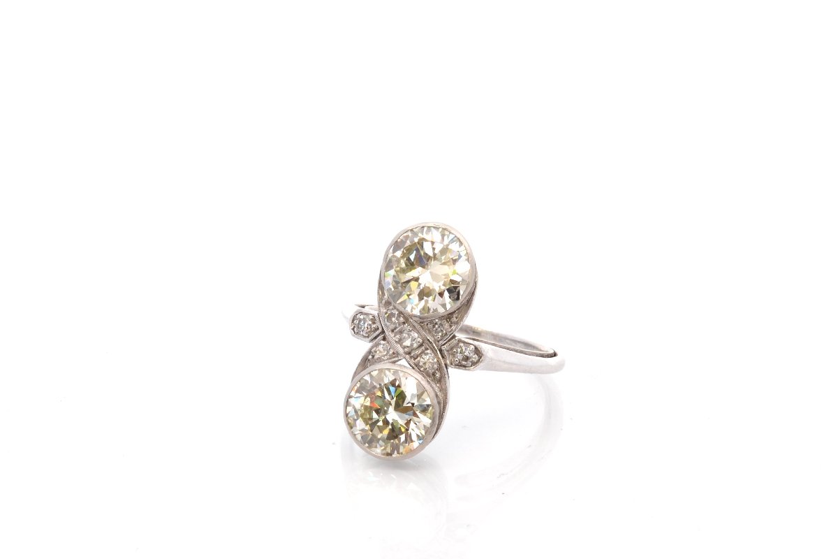 Bague art déco diamants 2,04cts et 1,93cts-photo-4