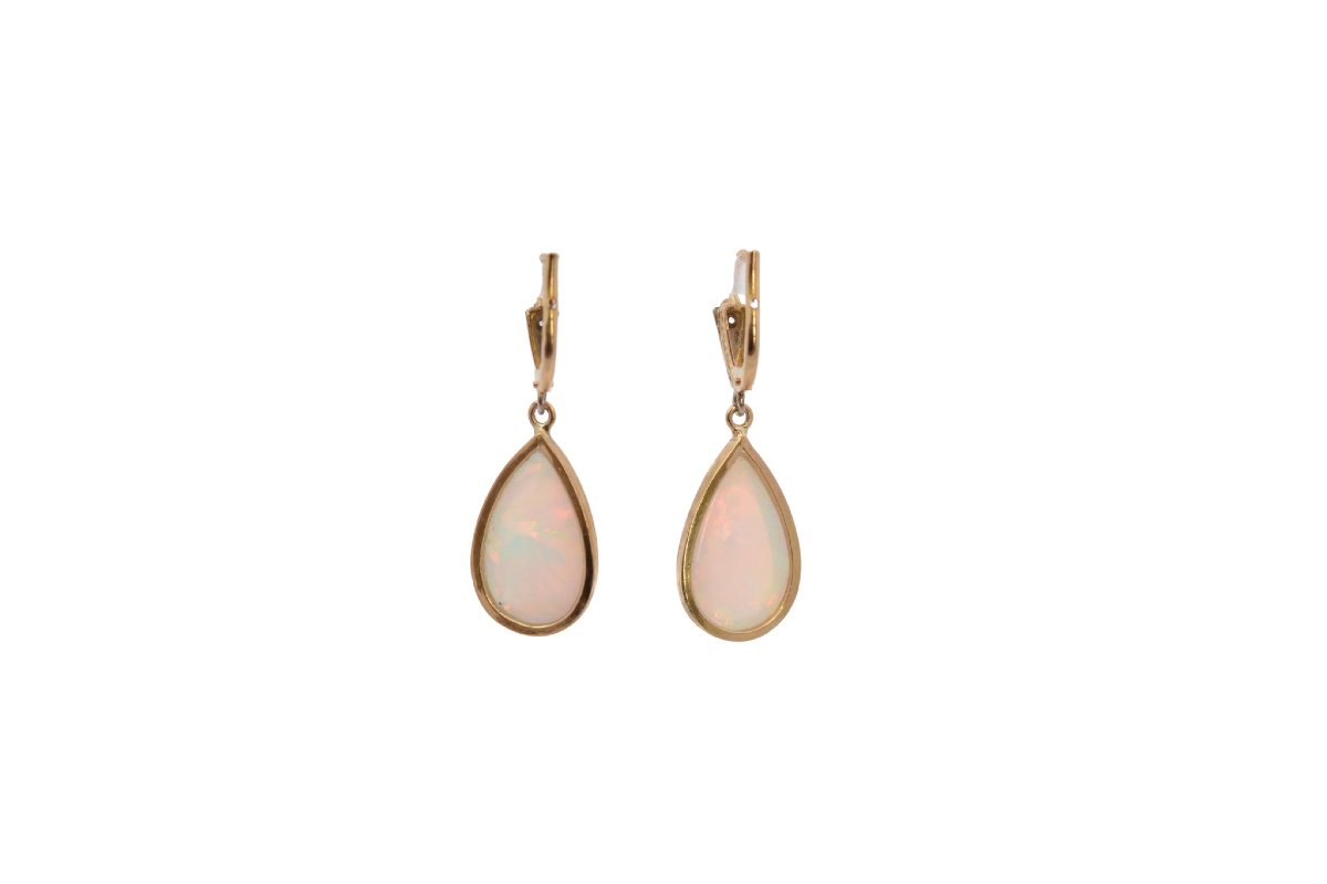 Boucles d’oreilles opales et roses de diamants-photo-3