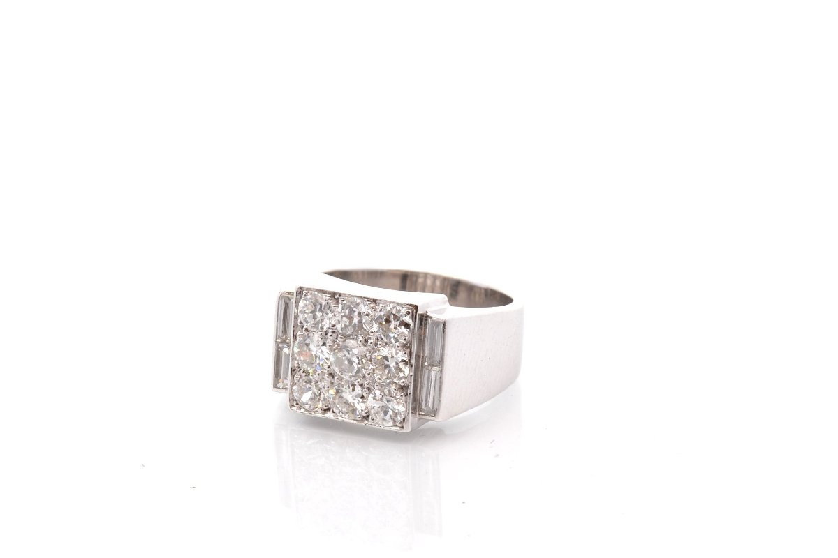 18k Gold Diamond Tank Ring-photo-3