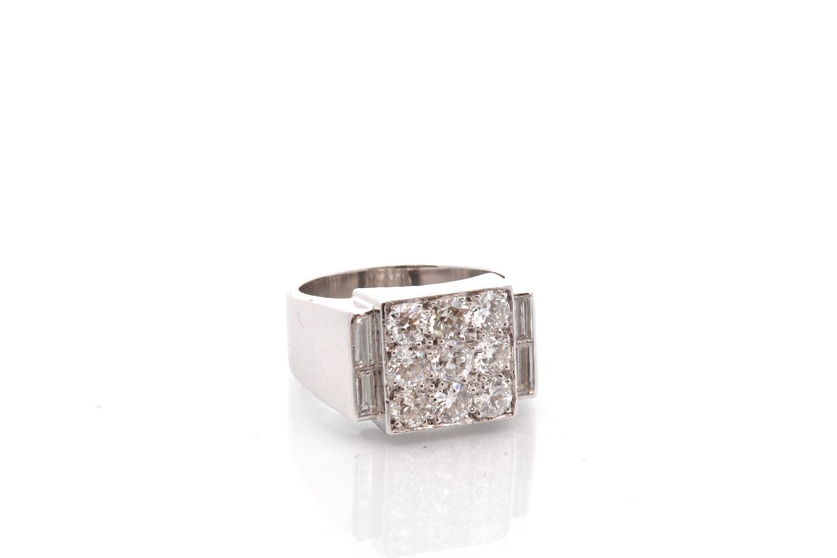 18k Gold Diamond Tank Ring-photo-4