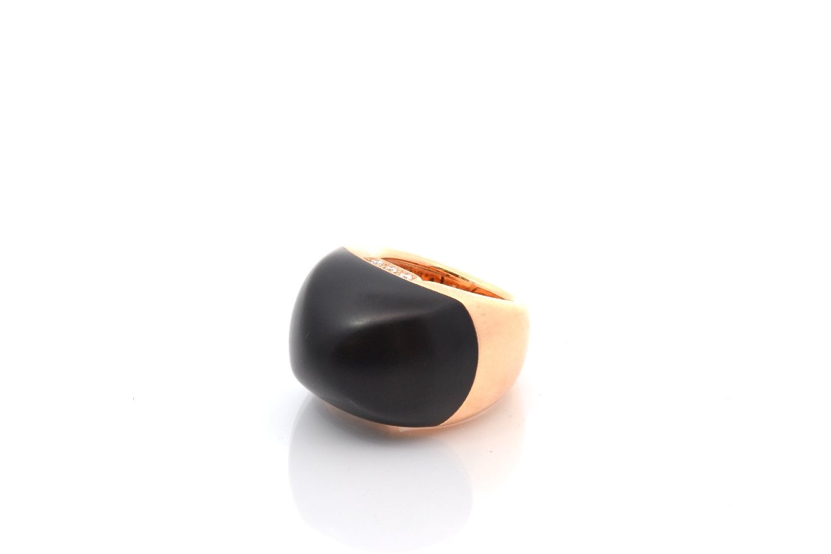 18k Gold Ring With Ebony And Diamonds-photo-2