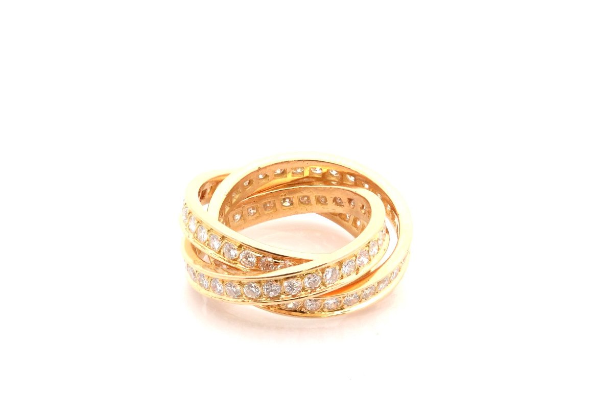 18k Gold Three-ring Diamond Wedding Band-photo-2