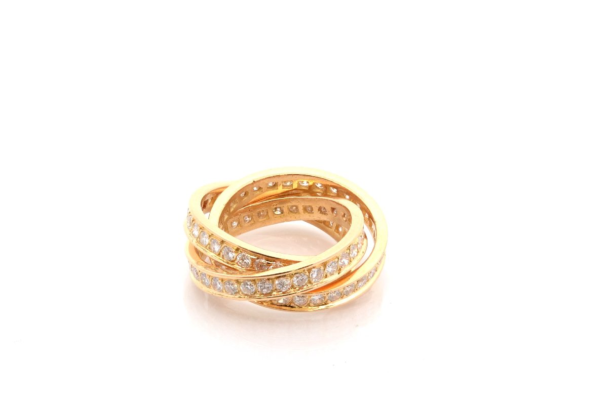 18k Gold Three-ring Diamond Wedding Band