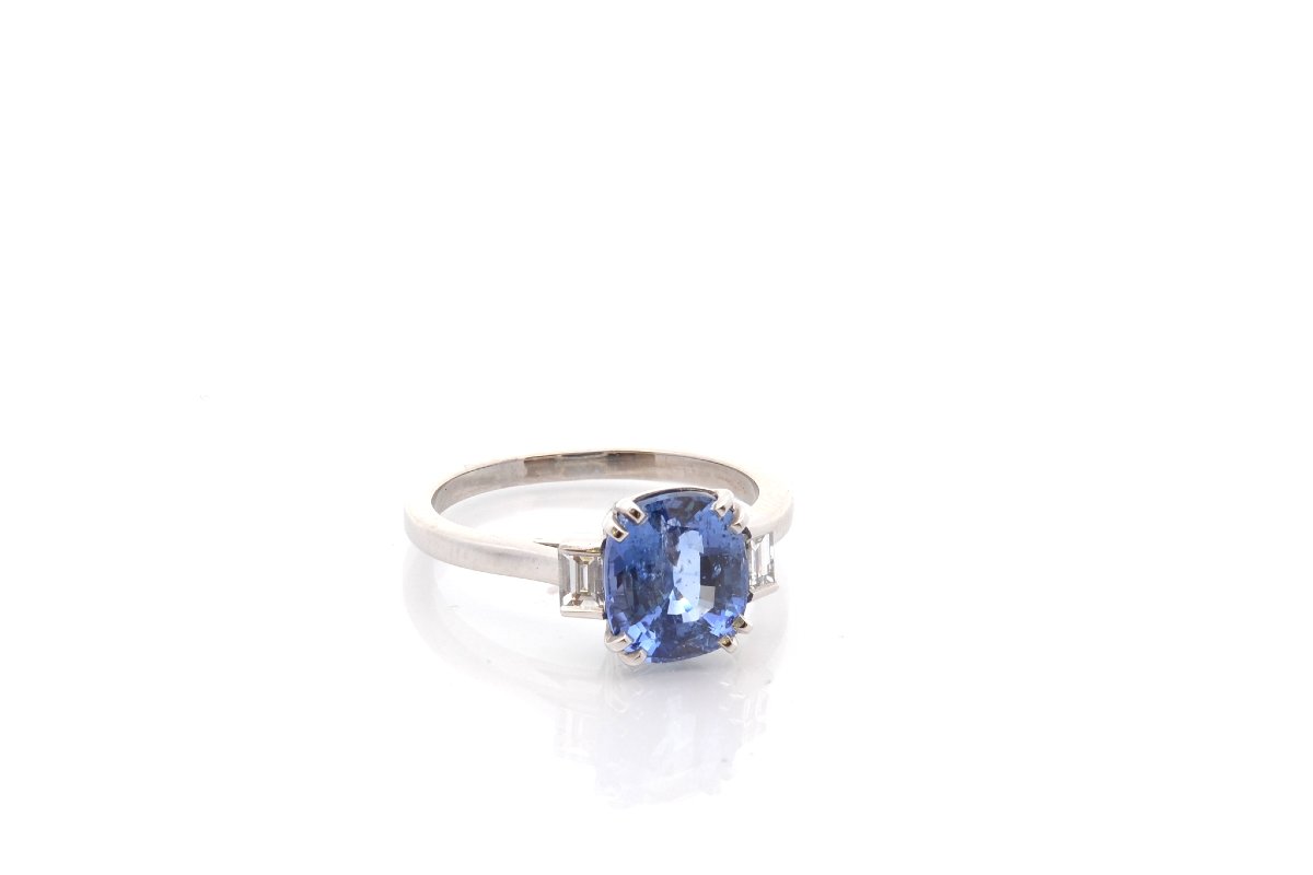Bague saphir de 3,14cts et diamants-photo-3
