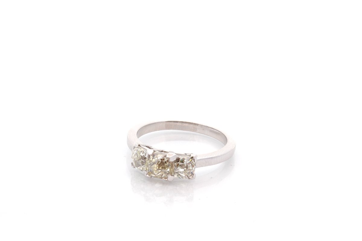 Bague trois diamants en platine-photo-2