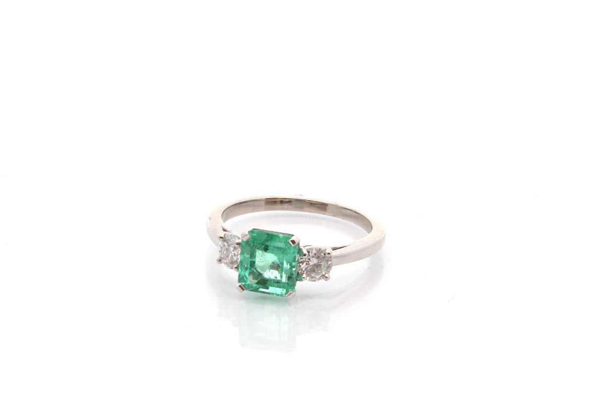 Bague émeraude de 1,42cts et diamants-photo-2