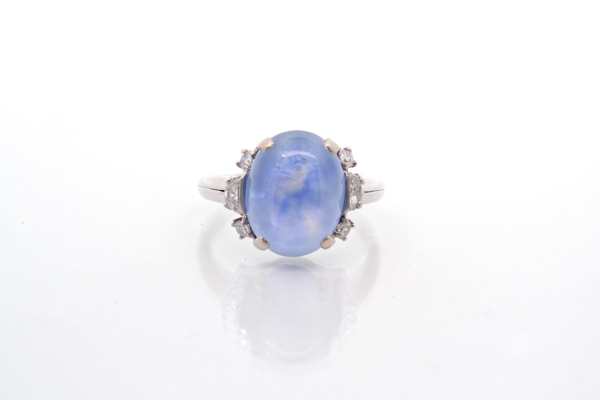 Ring With A 10.16-carat Cabochon Sapphire And Diamonds