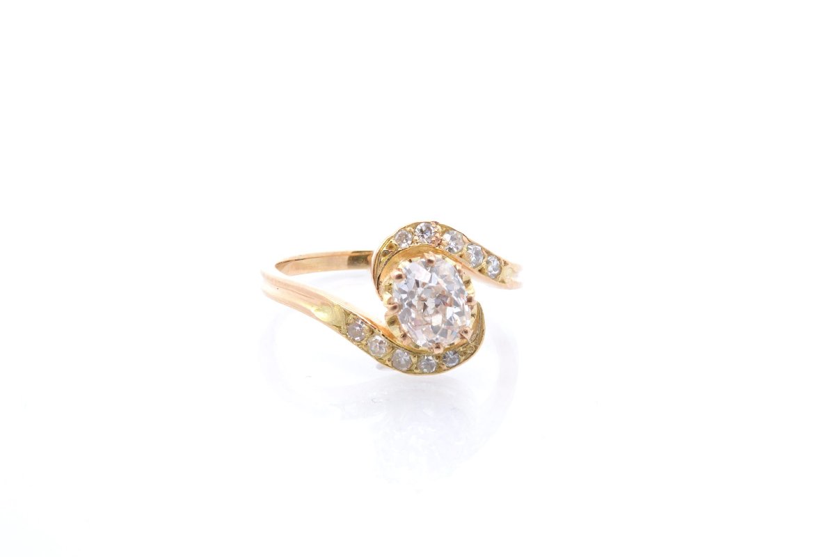 Bague ancienne diamant de 0,82ct en or 18k-photo-2