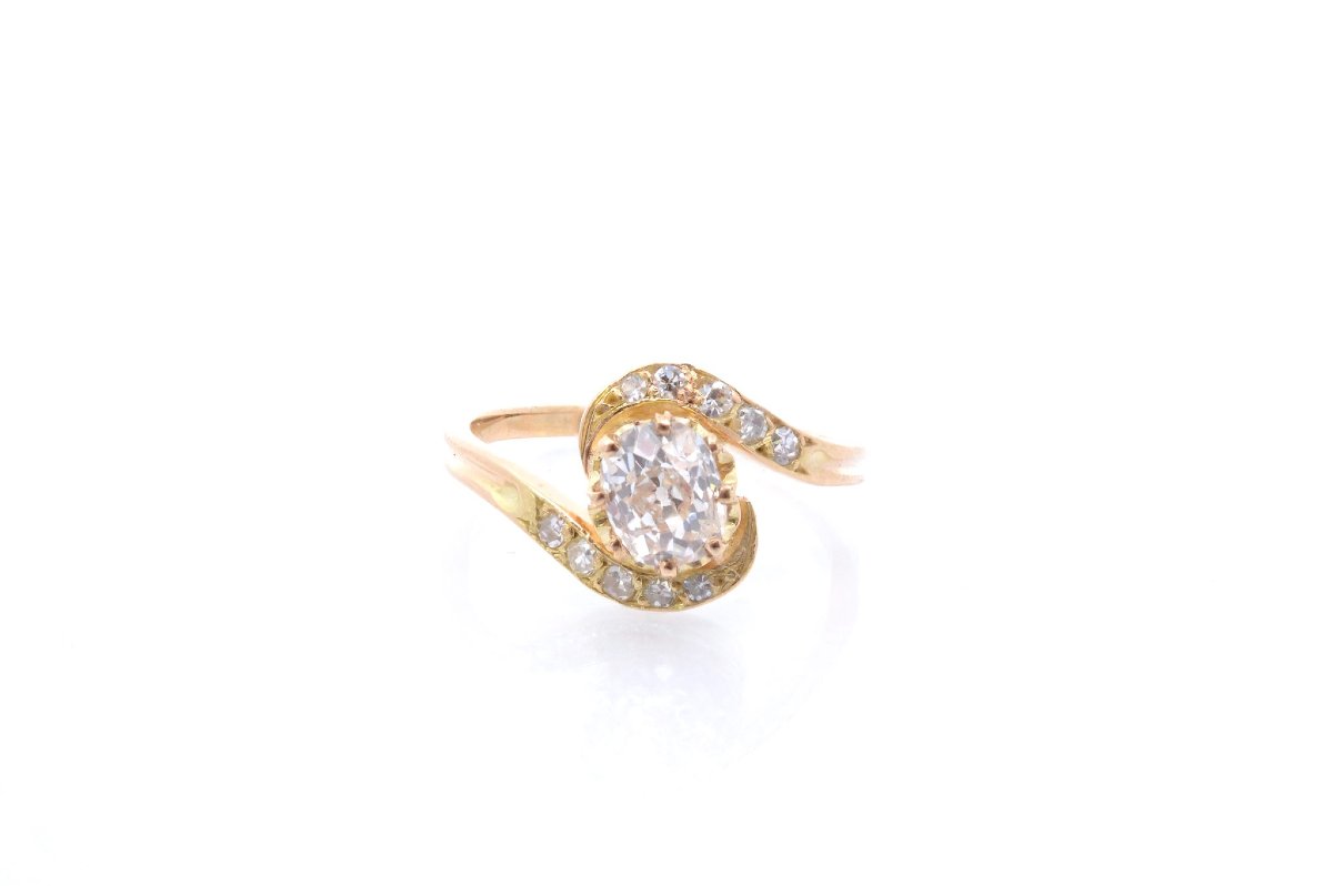 Bague ancienne diamant de 0,82ct en or 18k