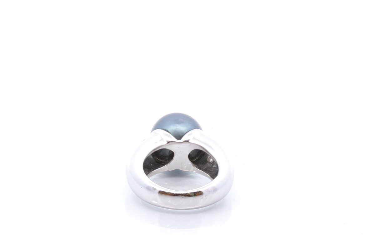 Bague perle de culture de Tahiti et diamants-photo-1