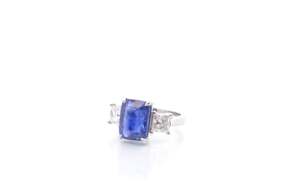 Bague saphir non chauffé de 7,70cts et diamants-photo-3