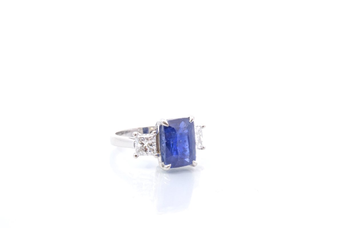 Bague saphir non chauffé de 7,70cts et diamants-photo-4