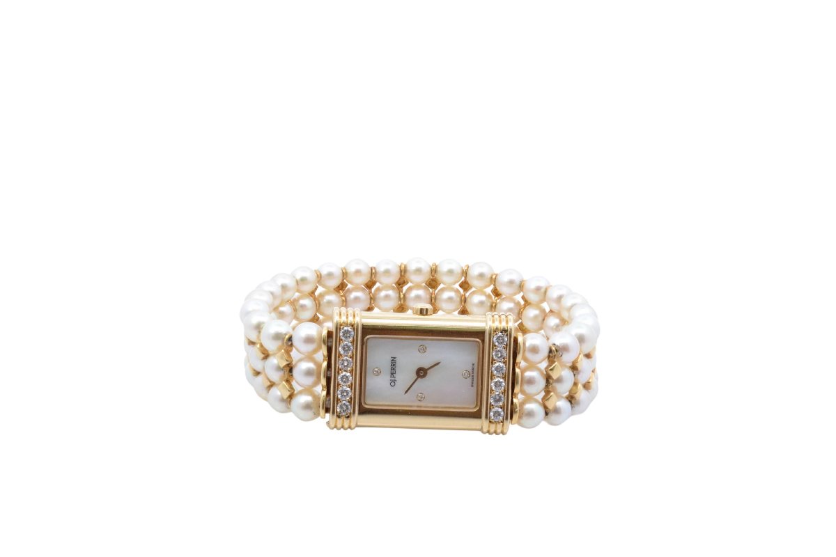 Montre OJ Perrin en or, diamants et perles de culture-photo-3