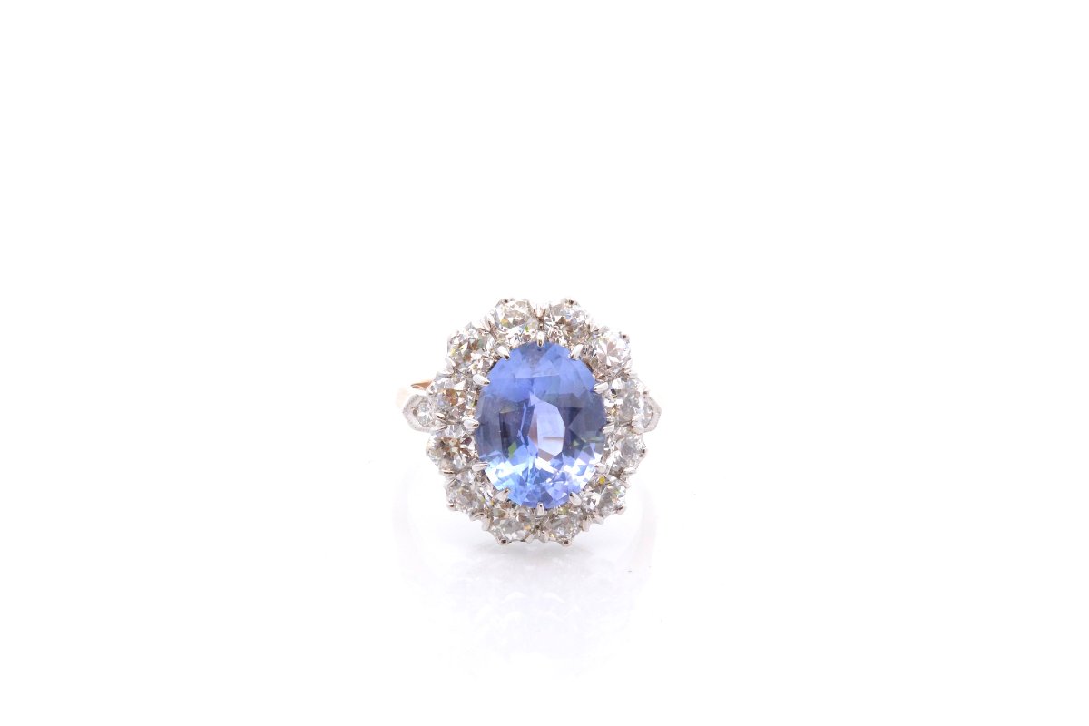 Bague Saphir non chauffé de 4,49cts et diamants-photo-2