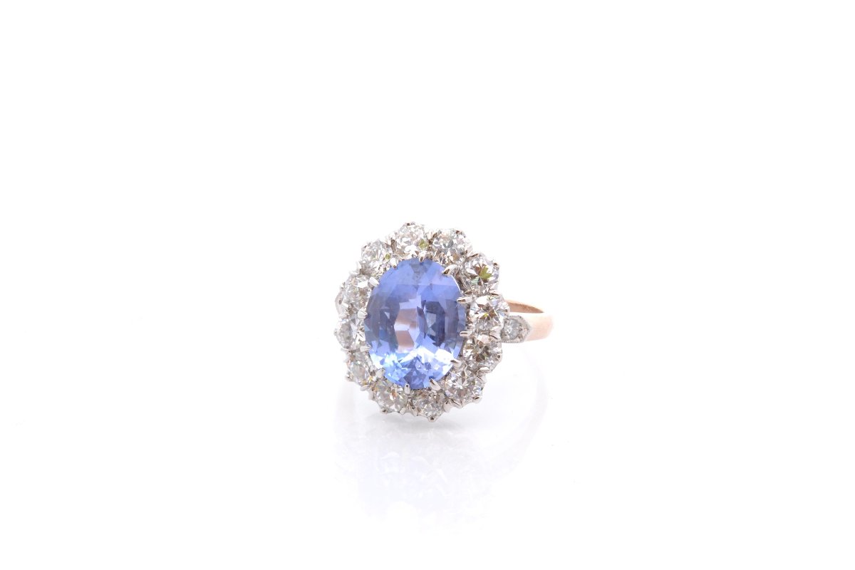 Bague Saphir non chauffé de 4,49cts et diamants-photo-3