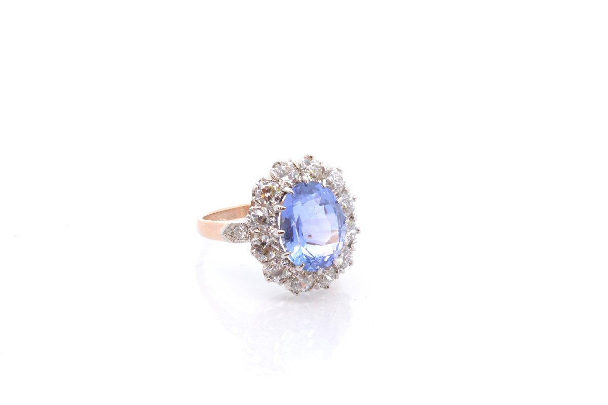 Bague Saphir non chauffé de 4,49cts et diamants-photo-4